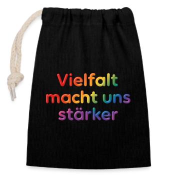 La diversité nous rend plus forts – uniques ensemble - Sac cadeau en coton avec cordon (14 x 20 cm) - noir - Devant