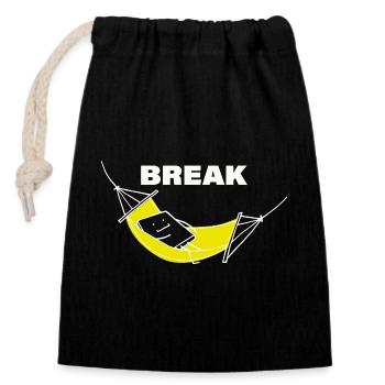 Break - Closable cotton gift bag (14x20cm) - black - Front