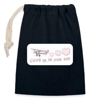 Love is in the air Amour Aérien Rose Vintage - Sac cadeau en coton avec cordon (14 x 20 cm) - bleu marine - Devant