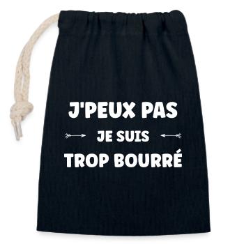 Je suis trop bourré — humour textuel - Sac cadeau en coton avec cordon (14 x 20 cm) - bleu marine - Devant