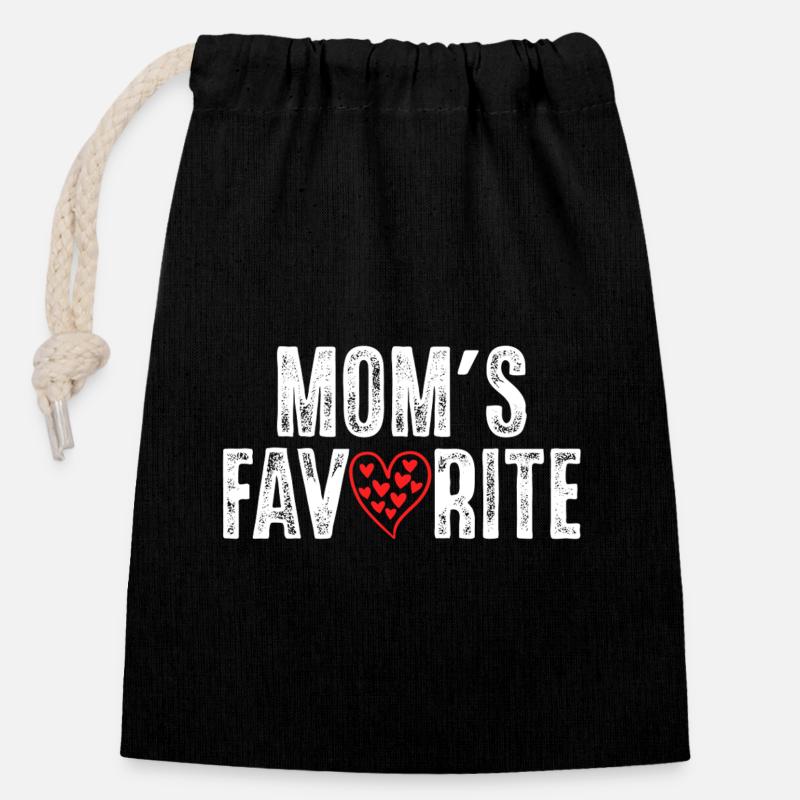 Le préféré de maman - Sac cadeau en coton avec cordon (14 x 20 cm) - noir