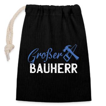 GrafBen Bauherr Bauwerk Grafik - Verschließbarer Geschenkbeutel aus Baumwolle (14x20cm) - Schwarz - Vorne