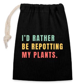 Flower Gardening - Closable cotton gift bag (14x20cm) - black - Front