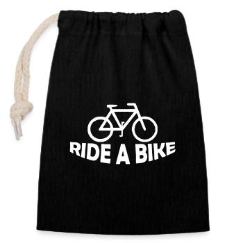 RIDE A BIKE - Closable cotton gift bag (14x20cm) - black - Front
