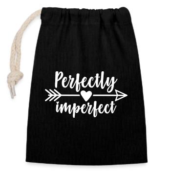 Parfaitement imparfait - Sac cadeau en coton avec cordon (14 x 20 cm) - noir - Devant