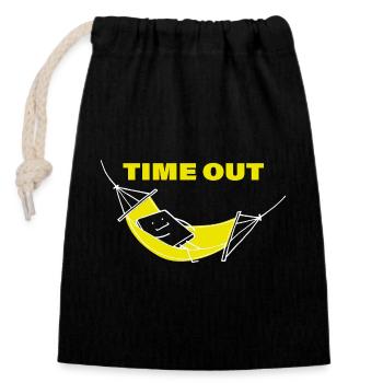 Temps mort - Sac cadeau en coton avec cordon (14 x 20 cm) - noir - Devant