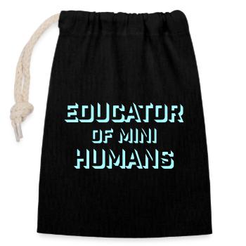 Éducatrice de petits humains Enseignante des enfants drôles - Sac cadeau en coton avec cordon (14 x 20 cm) - noir - Devant