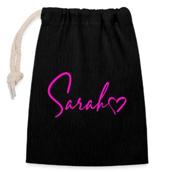 Sarah Signature Neon Pink - Closable cotton gift bag (14x20cm) - black - Front