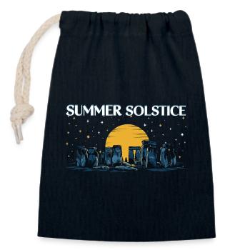 Litha Pagan Summer Solstice Midsummer Midsommar - Closable cotton gift bag (14x20cm) - navy - Front