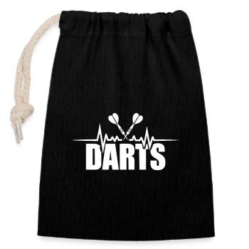 Darts heartbeat darts darts player - Closable cotton gift bag (14x20cm) - black - Front