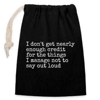Humour Sarcasme Pensées Silencieuses - Sac cadeau en coton avec cordon (14 x 20 cm) - noir - Devant