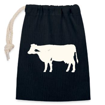 Kuh - Vintage - Verschließbarer Geschenkbeutel aus Baumwolle (14x20cm) - Navy - Vorne