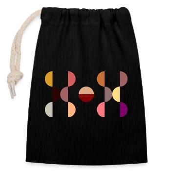 Design circulaire élégant et moderne DOT - Sac cadeau en coton avec cordon (14 x 20 cm) - noir - Devant