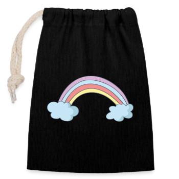 Arc-en-ciel - Sac cadeau en coton avec cordon (14 x 20 cm) - noir - Devant