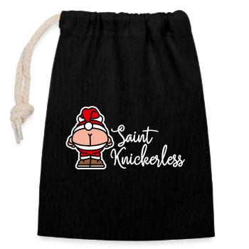 Santa Claus Pun St. Knickerless freches Weihnachten - Verschließbarer Geschenkbeutel aus Baumwolle (14x20cm) - Schwarz - Vorne