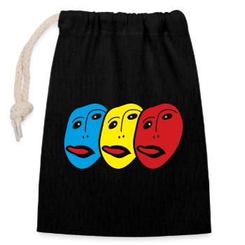 Ecce Homo fait face à la langue Moquerie sarcastique - Sac cadeau en coton avec cordon (14 x 20 cm) - noir - Devant
