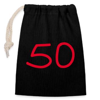 50e anniversaire cinquante numéro blanc - Sac cadeau en coton avec cordon (14 x 20 cm) - noir - Devant
