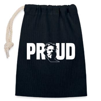 Kosovo. Albania. Adem Jashari. Proud - Closable cotton gift bag (14x20cm) - navy - Front