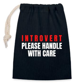 Introvert Please Handle With Care - Closable cotton gift bag (14x20cm) - navy - Front