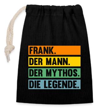 Frank - Verschließbarer Geschenkbeutel aus Baumwolle (14x20cm) - Schwarz - Vorne
