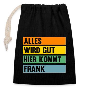 Frank - Verschließbarer Geschenkbeutel aus Baumwolle (14x20cm) - Schwarz - Vorne
