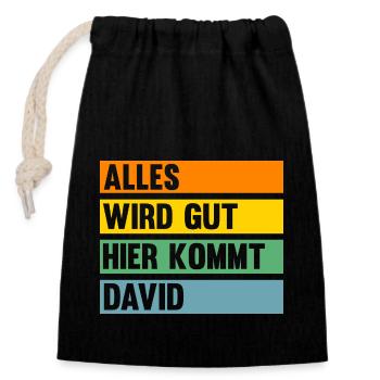 David - Verschließbarer Geschenkbeutel aus Baumwolle (14x20cm) - Schwarz - Vorne