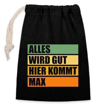 Max - Closable cotton gift bag (14x20cm) - black - Front