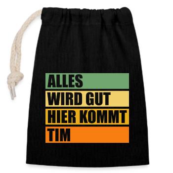 Tim - Verschließbarer Geschenkbeutel aus Baumwolle (14x20cm) - Schwarz - Vorne