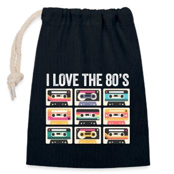 I Love The 80s Kassette Mixtape Retro Lustig - Verschließbarer Geschenkbeutel aus Baumwolle (14x20cm) - Navy - Vorne