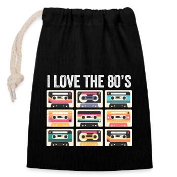 I Love The 80s Kassette Mixtape Retro Lustig - Verschließbarer Geschenkbeutel aus Baumwolle (14x20cm) - Schwarz - Vorne