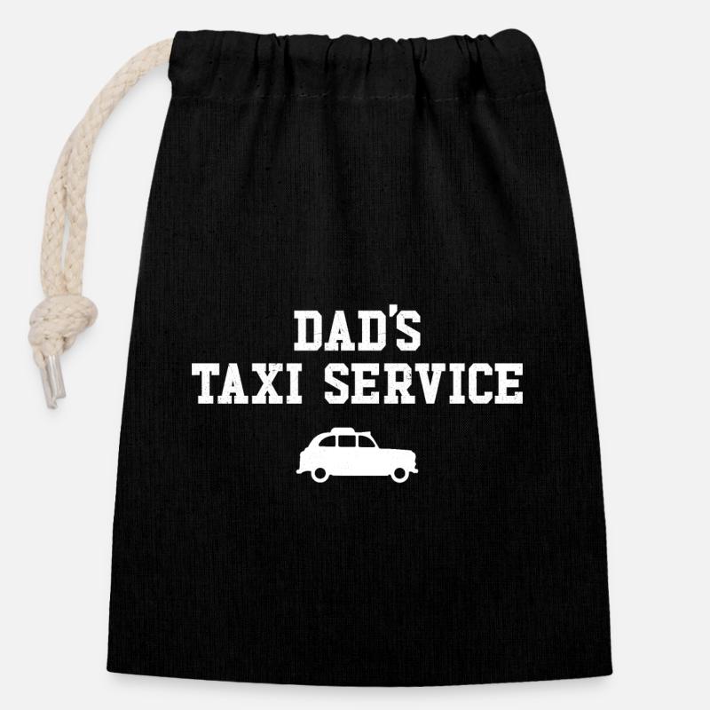 Service de taxi pour papas - Sac cadeau en coton avec cordon (14 x 20 cm) - noir