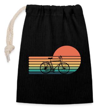 Retro Fahrrad Radfahrer - Verschließbarer Geschenkbeutel aus Baumwolle (14x20cm) - Schwarz - Vorne
