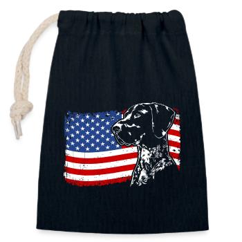 German Shorthair America Flag Dogs Wilsigns - Sac cadeau en coton avec cordon (14 x 20 cm) - bleu marine - Devant
