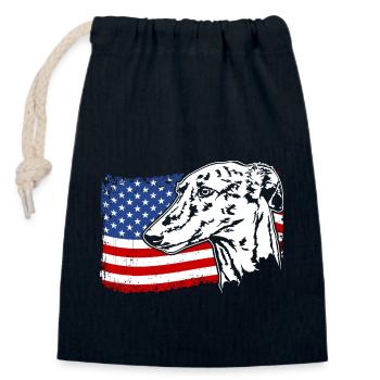 Galgo Español Amérique Flag Dogs Wilsigns - Sac cadeau en coton avec cordon (14 x 20 cm) - bleu marine - Devant