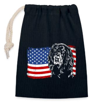 Gordon Setter Amérique Flag Dogs Wilsigns - Sac cadeau en coton avec cordon (14 x 20 cm) - bleu marine - Devant