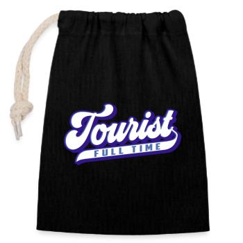 Full Time Tourist | Colors changeable - Closable cotton gift bag (14x20cm) - black - Front