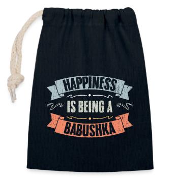 Happiness Is Being A Vintage Babushka For A - Closable cotton gift bag (14x20cm) - navy - Front