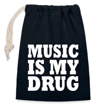 music is my drug - Verschließbarer Geschenkbeutel aus Baumwolle (14x20cm) - Navy - Vorne