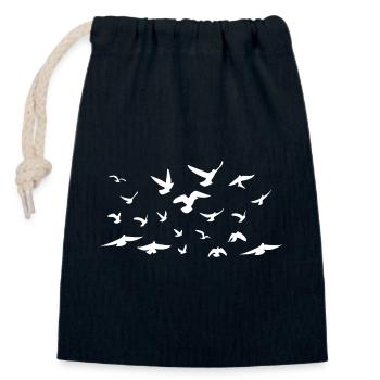 Birds - Oiseaux - Sac cadeau en coton avec cordon (14 x 20 cm) - bleu marine - Devant