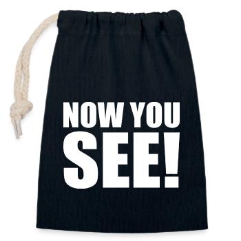 Now you see - Closable cotton gift bag (14x20cm) - navy - Front
