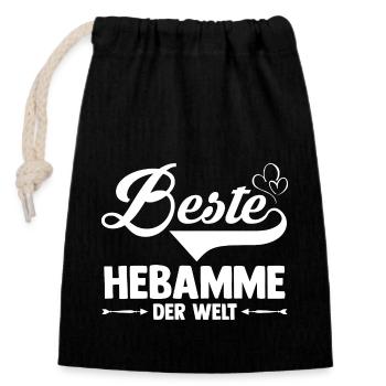 Geburtshelferin Hebamme - Verschließbarer Geschenkbeutel aus Baumwolle (14x20cm) - Schwarz - Vorne