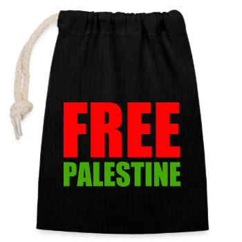 Free palestine - Sac cadeau en coton avec cordon (14 x 20 cm) - noir - Devant