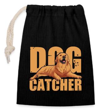 Dog Catcher Hund - Verschließbarer Geschenkbeutel aus Baumwolle (14x20cm) - Schwarz - Vorne