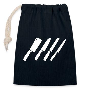 Knife Drawing - Closable cotton gift bag (14x20cm) - navy - Front