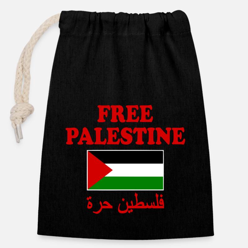 Free palestine - Closable cotton gift bag (14x20cm) - black