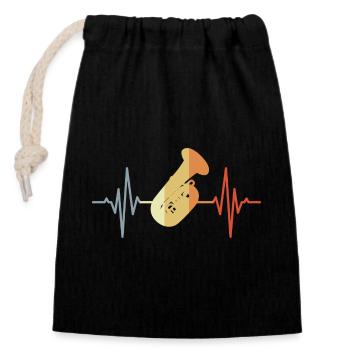Tuba Heartbeat - Closable cotton gift bag (14x20cm) - black - Front