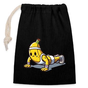 Banana Power: Push-ups - Closable cotton gift bag (14x20cm) - black - Front