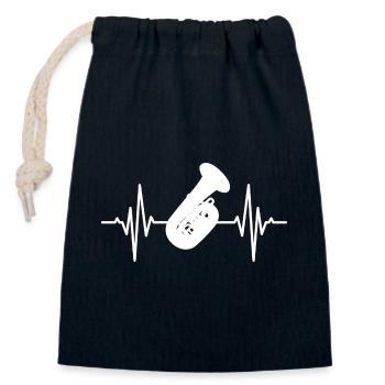 Tuba Player Heartbeat - Closable cotton gift bag (14x20cm) - navy - Front