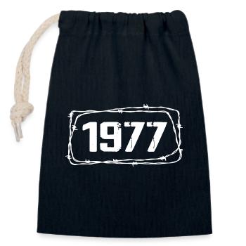 Vintage Fabriqué En 1977 - Anniversaire 47 ans - Sac cadeau en coton avec cordon (14 x 20 cm) - bleu marine - Devant