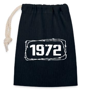Vintage Fabriqué En 1972 - Anniversaire 52 ans - Sac cadeau en coton avec cordon (14 x 20 cm) - bleu marine - Devant